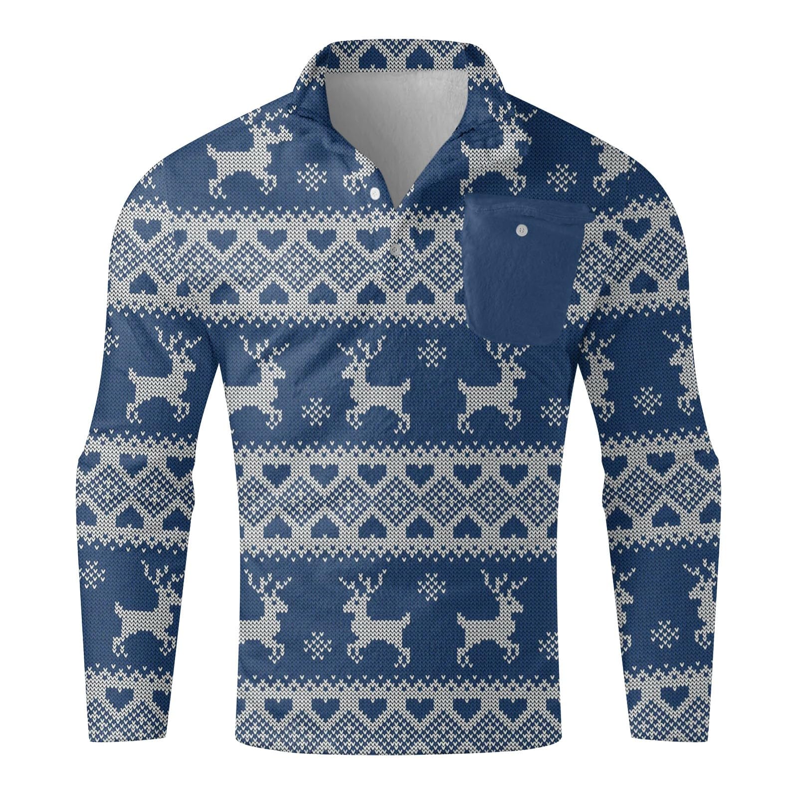 Generisch Jersey de Navidad para hombre, cuello redondo, camiseta de manga larga, Navidad, informal, suéter de invierno, cálido, diseño navideño feo