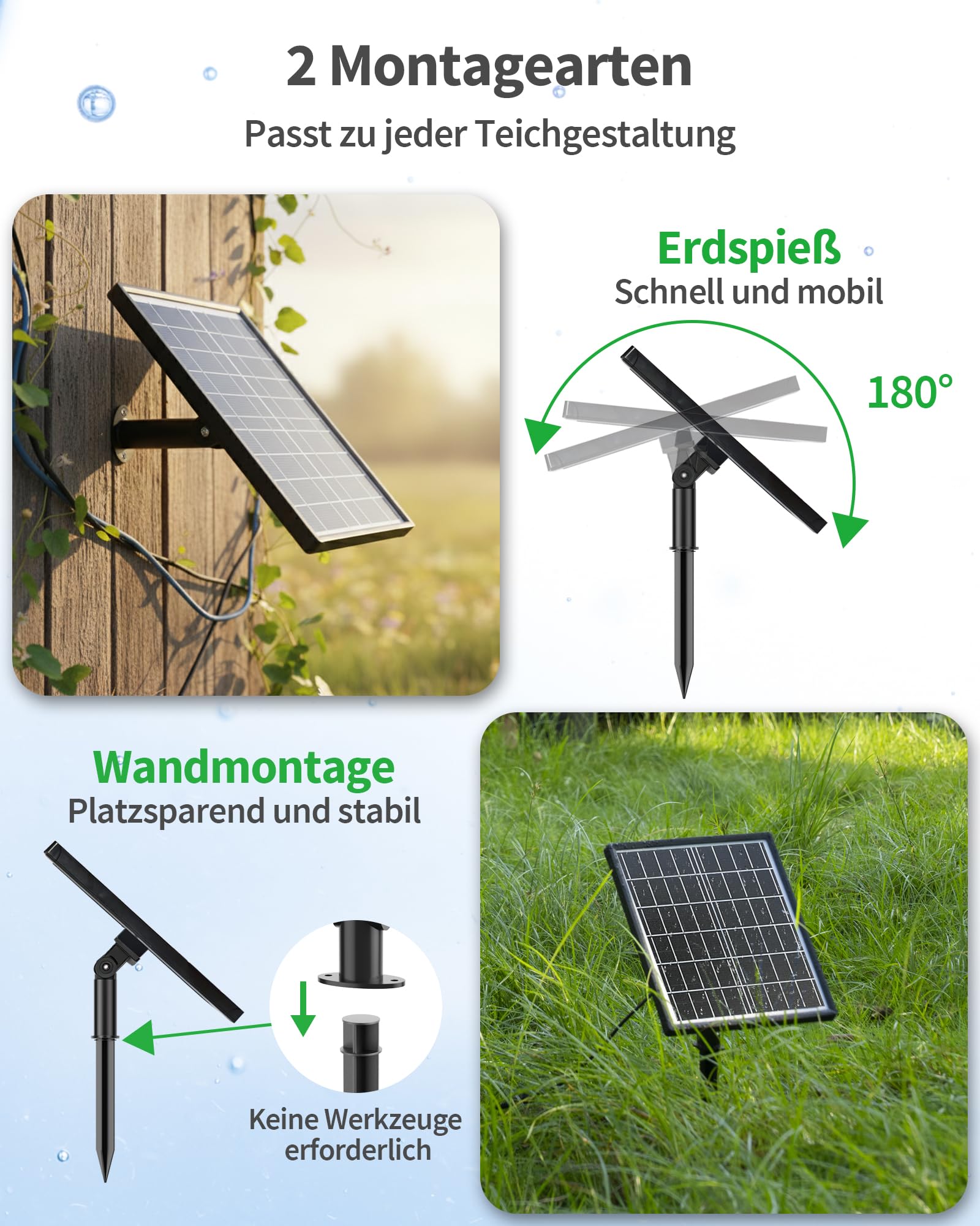 POPOSOAP Aireador solar de 8 W, bomba de oxígeno solar para estanque con batería solar de doble fuente de alimentación, ventilación continua de 24 horas, 3 modos de funcionamiento para estanques