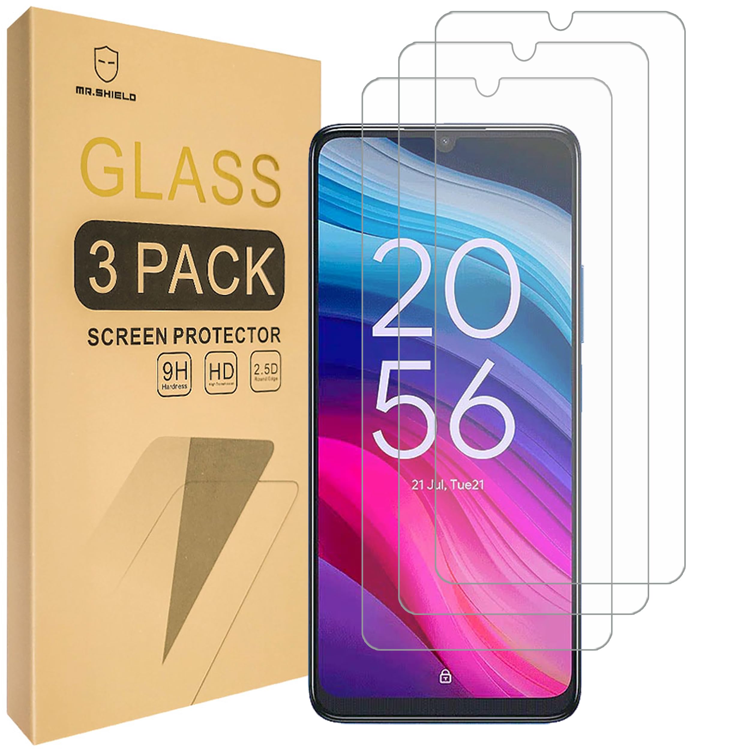 Mr.Shield Screen Protector compatible with TCL 505 / 505S [Tempered Glass] [3-PACK] [Japan Glass with 9H Hardness]