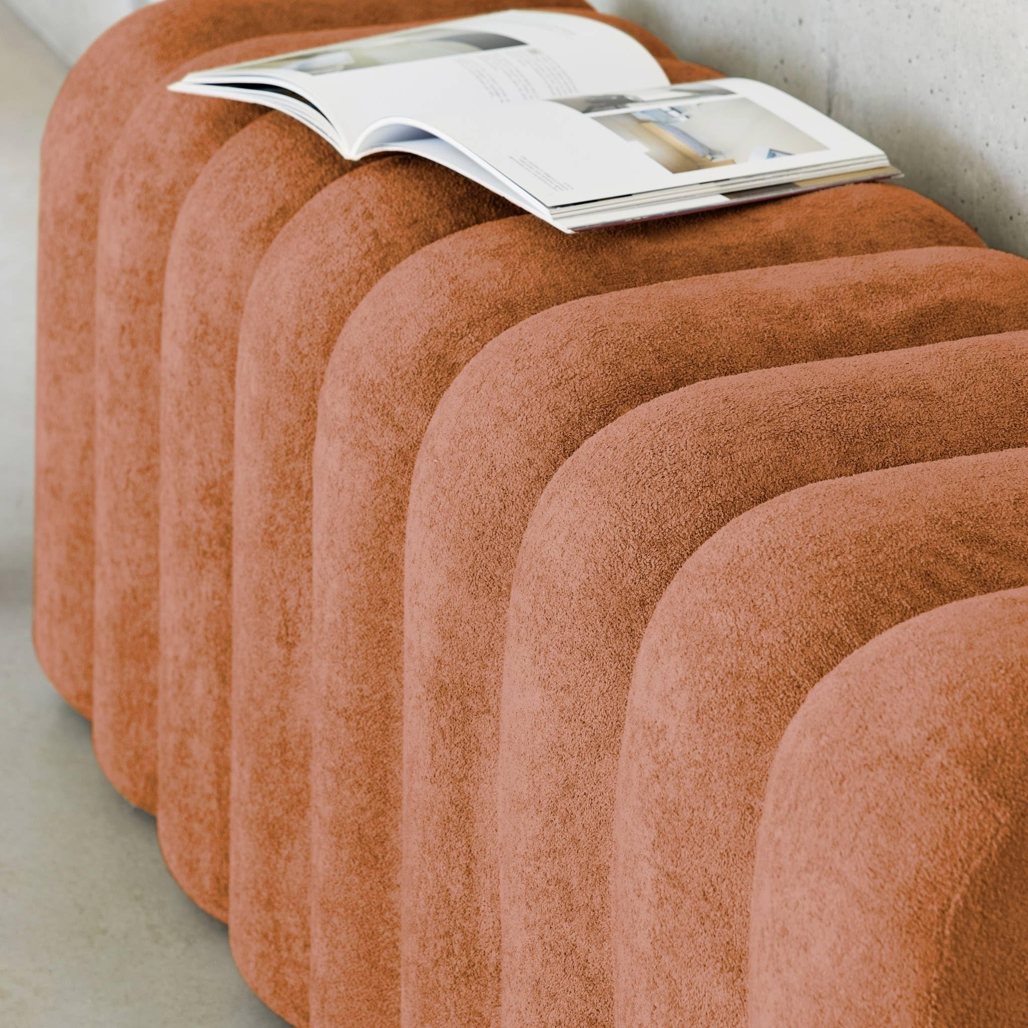 sweeek Panca, fine Letto Contemporaneo Tessuto, Ito, Arancione, 114x40x45 cm