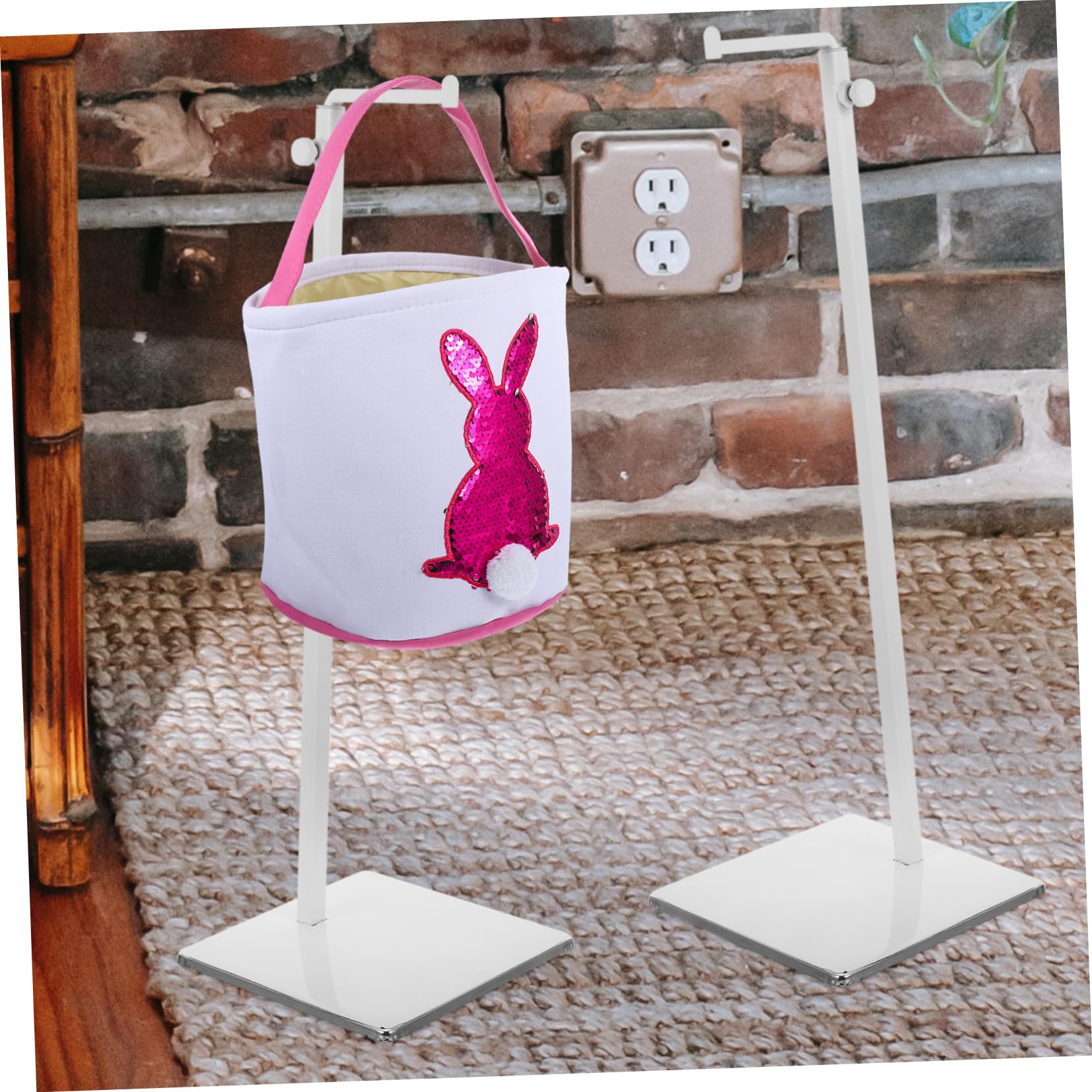 Soporte Colgante para Bolso de Metal Blanco, Altura Ajustable 39-70 Cm