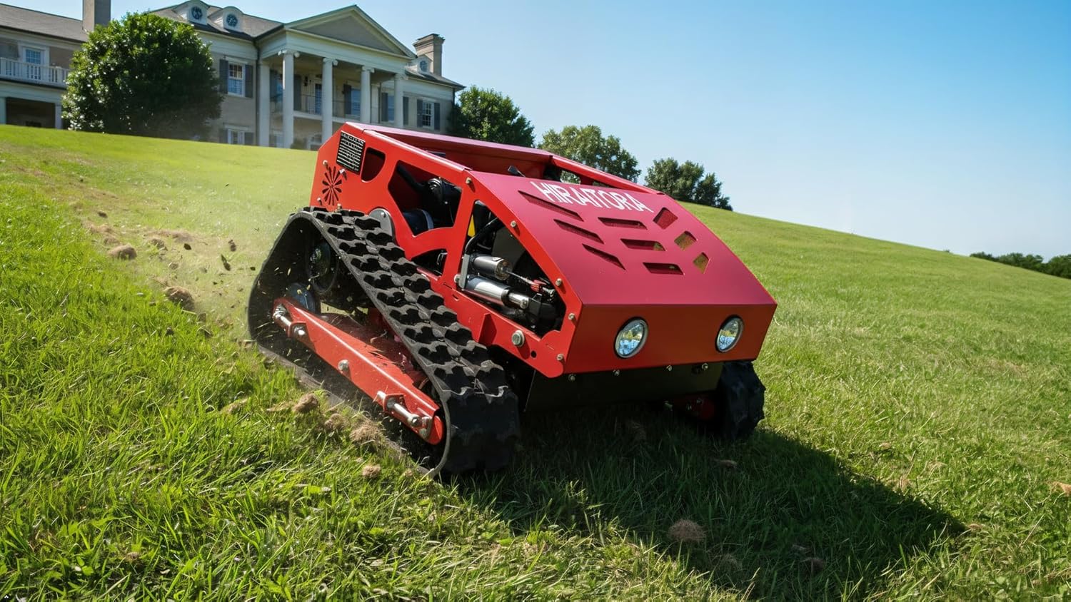 Remote Control Lawn Mower, 9HP Gas Powered 45° Slope-Capable Tracked Mower, All-Terrain Hillside Mowing Machine for Professional Landscaping
