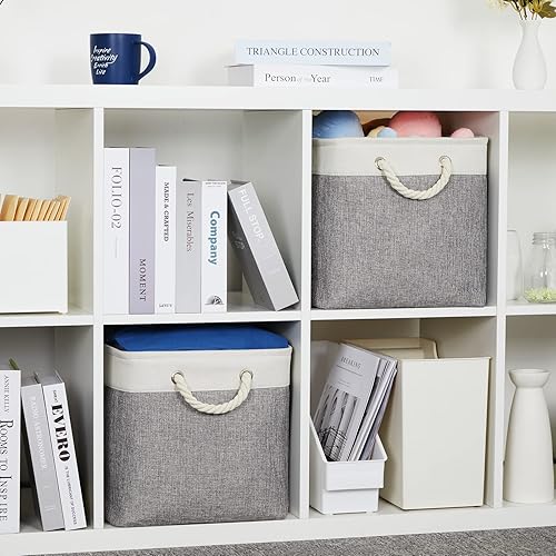 Vista 267 de DULLEMELO Canastas de almacenamiento pequeñas de 15 x 6 x 5.5 pulgadas, contenedores de almacenamiento de tela para tanque de inodoro