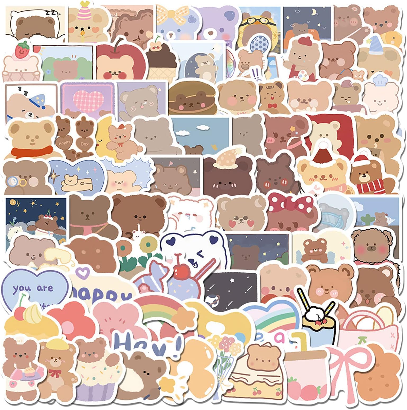 102pcs Cute Cartoon Stickers for Kids Laptop,Lovely Aesthetic Stickers Waterproof Vinyl Trendy Decal Water Bottle Phone Computer Luggage Scarpbook