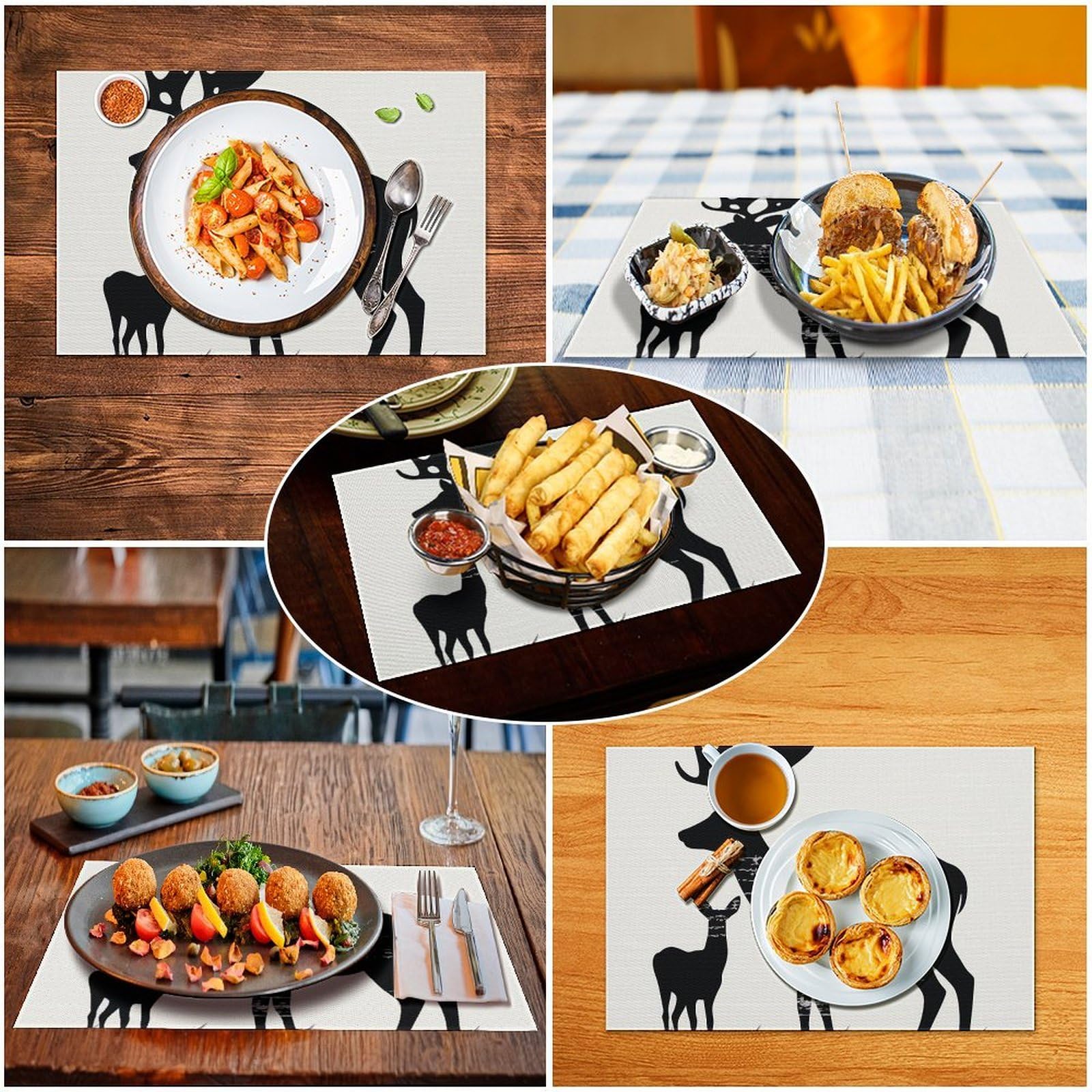 6 tovagliette all'americana in PVC, lavabili, resistenti al calore, antiscivolo, impermeabili, per interni ed esterni, tavolo da pranzo, cucina, feste
