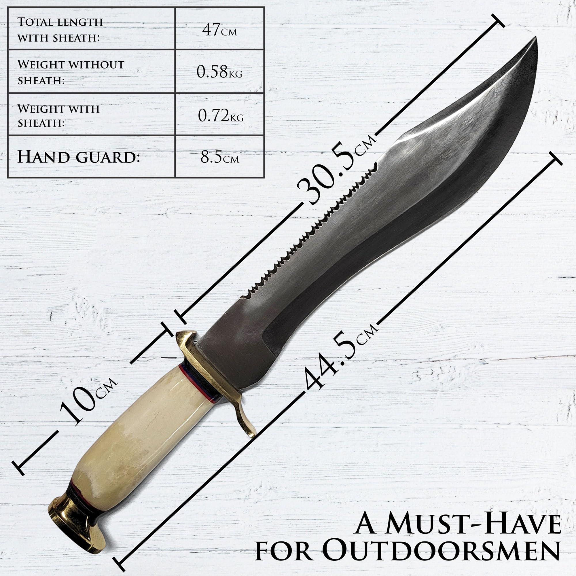Swords and more Mick Crocodile Dundee Jagdmesser – 44,5 cm Bowie-Messer aus 440 Edelstahl – Inkl. Lederscheide – Legendäre Filmreplik für Sammler & Outdoor-Fans