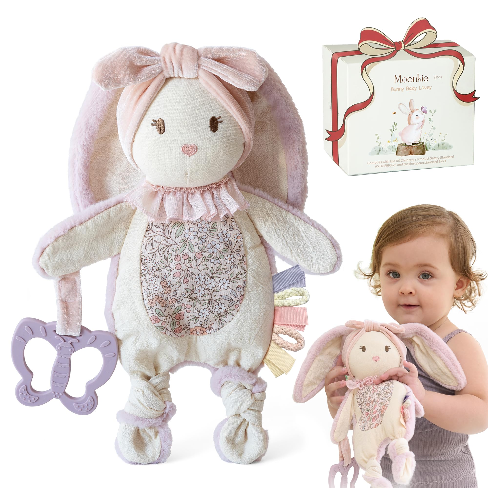 Amazon.com: Moonkie Baby Lovey with Silicone Teether, Bunny