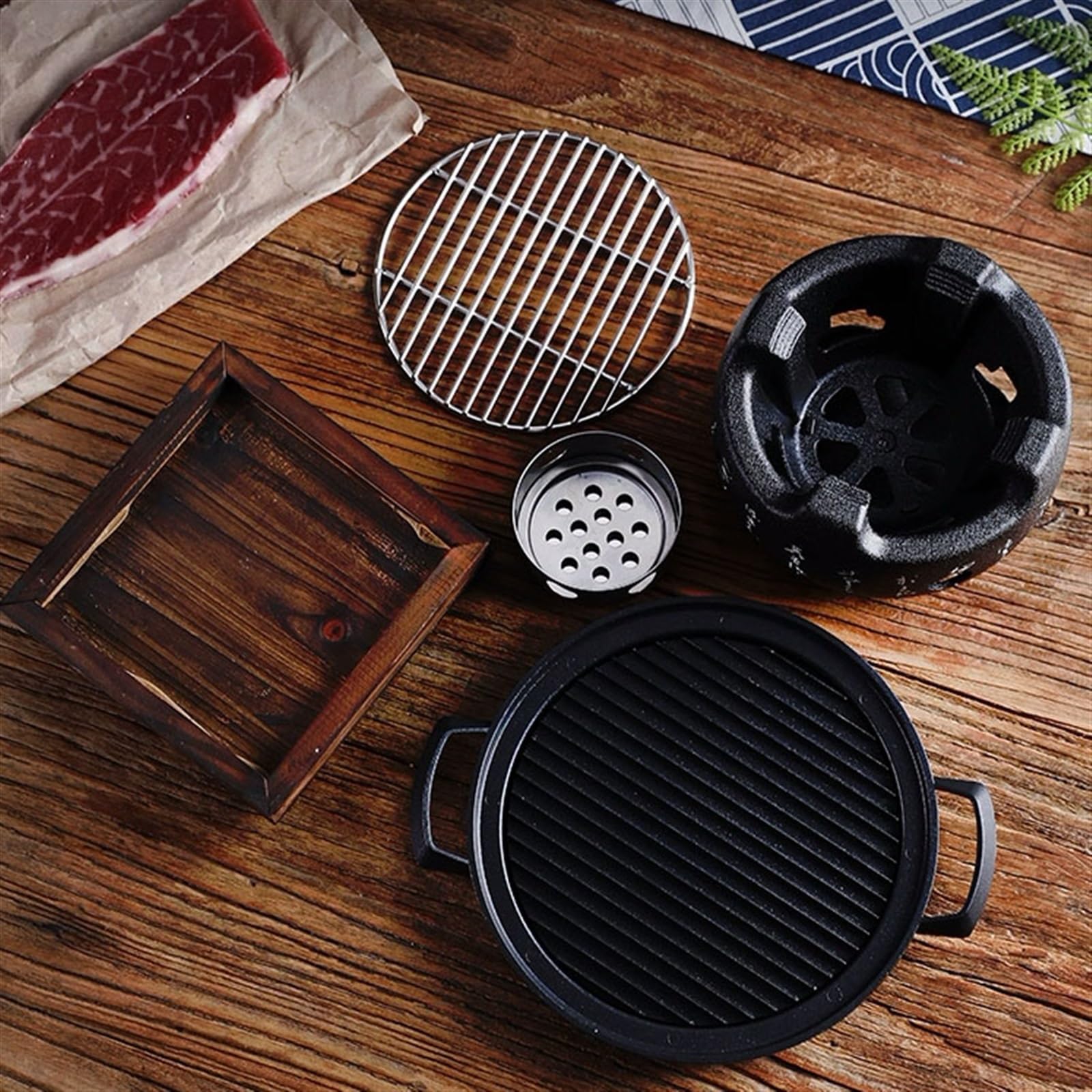 Fornello da barbecue portatile Mini griglia for barbecue antiaderente Fornello a carbone in stile giapponese senza fumo, piccola griglia for barbecue da tavolo Fornello for barbecue for famiglie Grigl