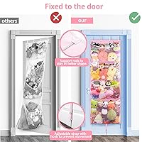 Vista 5 de Almacenamiento Colgante de Animales de Peluche, Organizador Grande de Juguetes de Felpa Sobre la Puerta con Gancho de Metal, Idea de Soporte