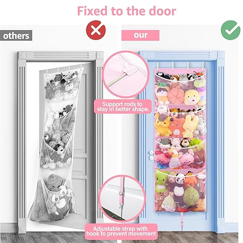 Miniatura 5 de Almacenamiento de animales de peluche colgantes, organizador grande de juguetes de felpa con gancho de metal, soporte para accesorios de bebé, idea