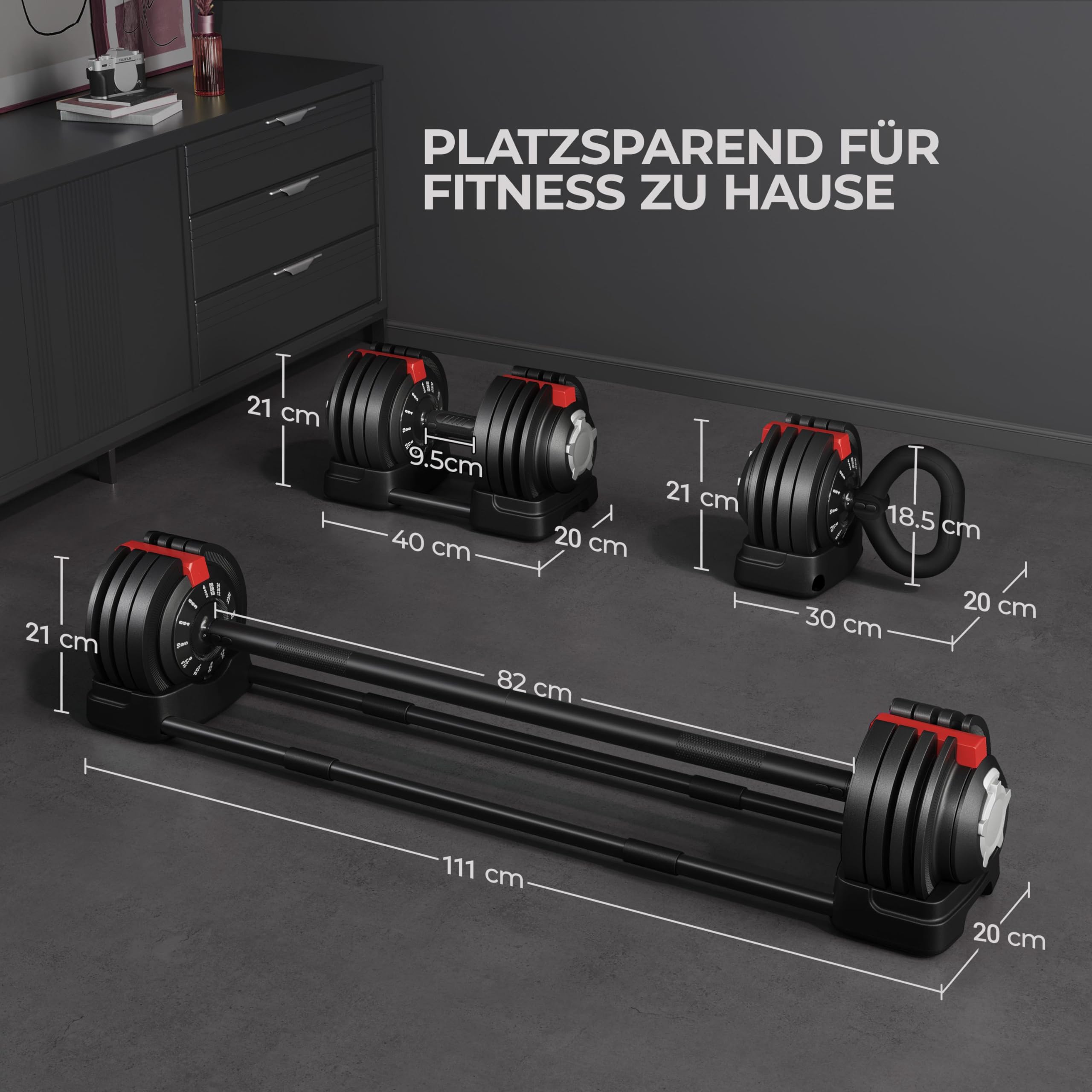 AJ-Sports Verstelbare dumbell 24 kg - Halterset - 2kg t/m 24kg - 15 Dumbbells in één