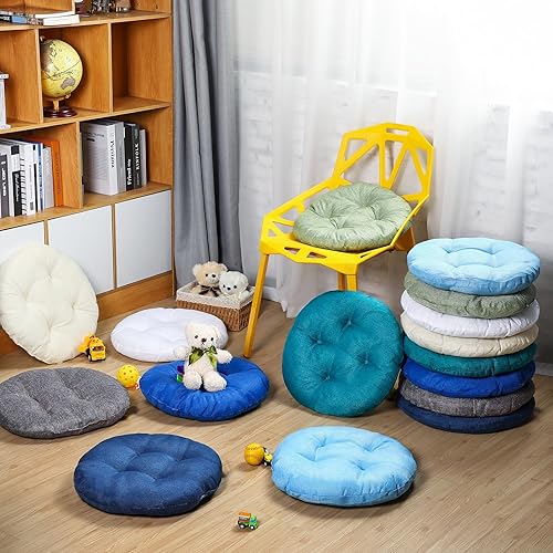 Miniatura 9 de Cojines redondos de piso de 15 pulgadas para niños y niños pequeños, asiento flexible para muebles de aula, almohada de piso de 3.5 pulgadas de