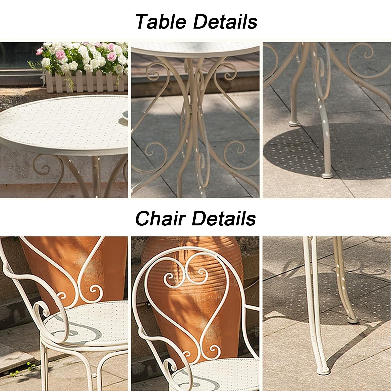 Set da bistrot da esterno in metallo, 3 pezzi, mobili da giardino in ferro per patio, balcone e portico anteriore, tavolo e sedie blu compatto per piccoli spazi, perfetto per pranzare e rilassarsi
