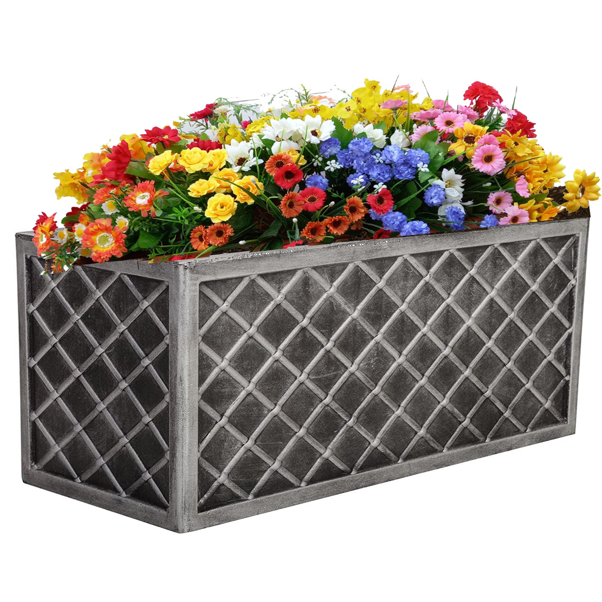 STORM TRADING GROUP Grey Beautiful Stylish Look 70cm Lazio Pewter Trough Garden Decor Long Large Summer Flower Pot Outdoors