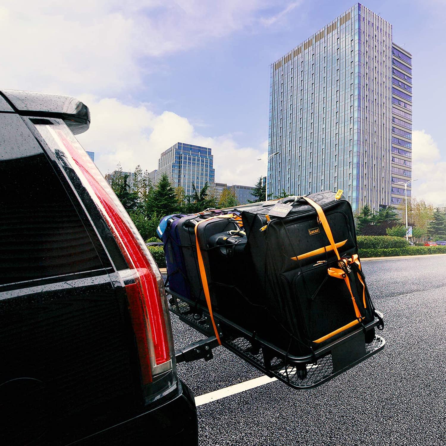 Mockins 60 x 20 x 6 Inch 500 LB Capacity Rear Hitch Mount Cargo Carrier