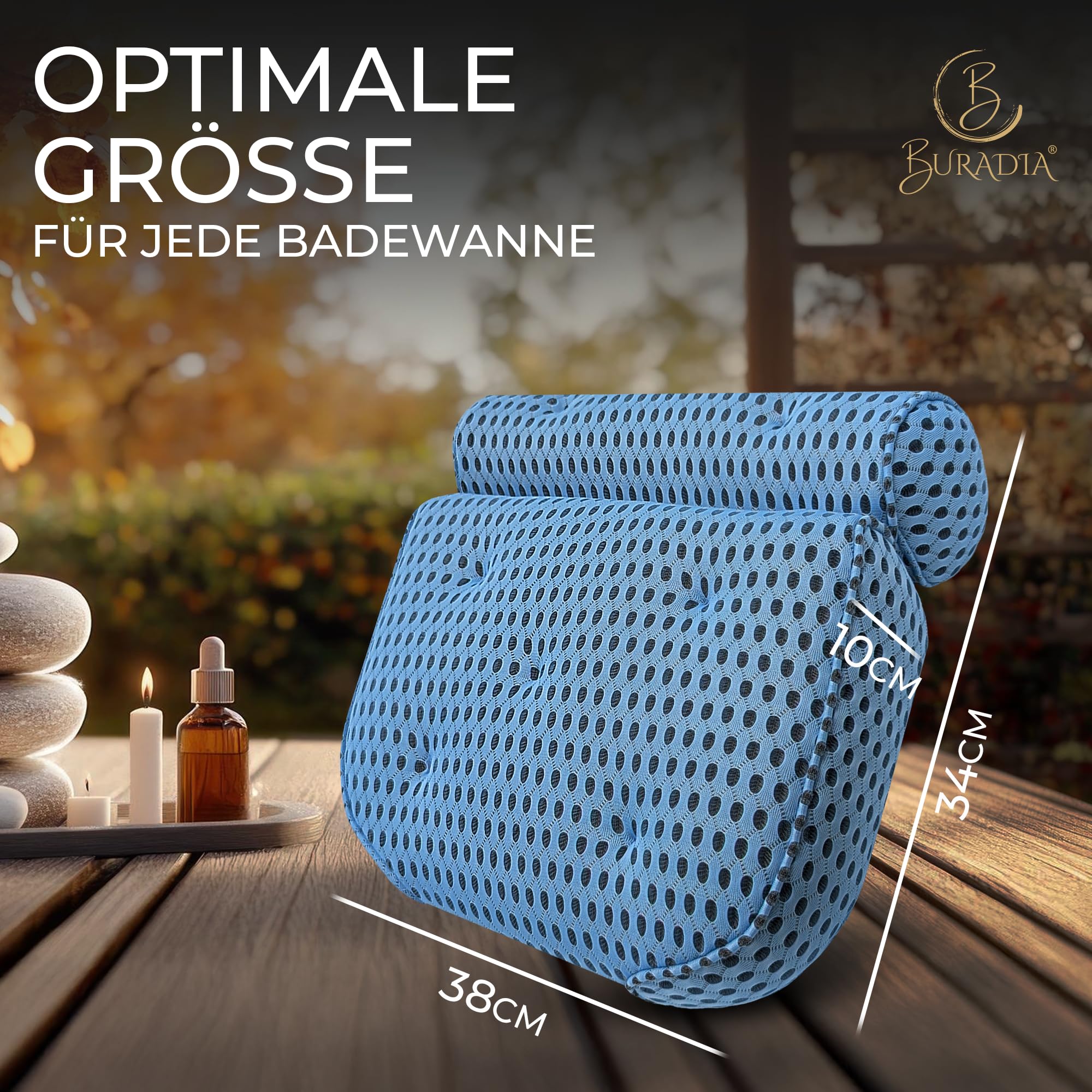 Cuscino per vasca da bagno con rete per bucato – Massimo comfort e relax con la più recente tecnologia Air Mesh – Cuscino da bagno per vasca con 7 forti ventose – Cuscino cervicale/cuscino