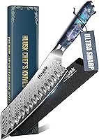 Huusk 7-Inch Japanese Santoku Knife - Professional High Carbon Stainless Steel Chef Knife with Resin Handle & Sheath