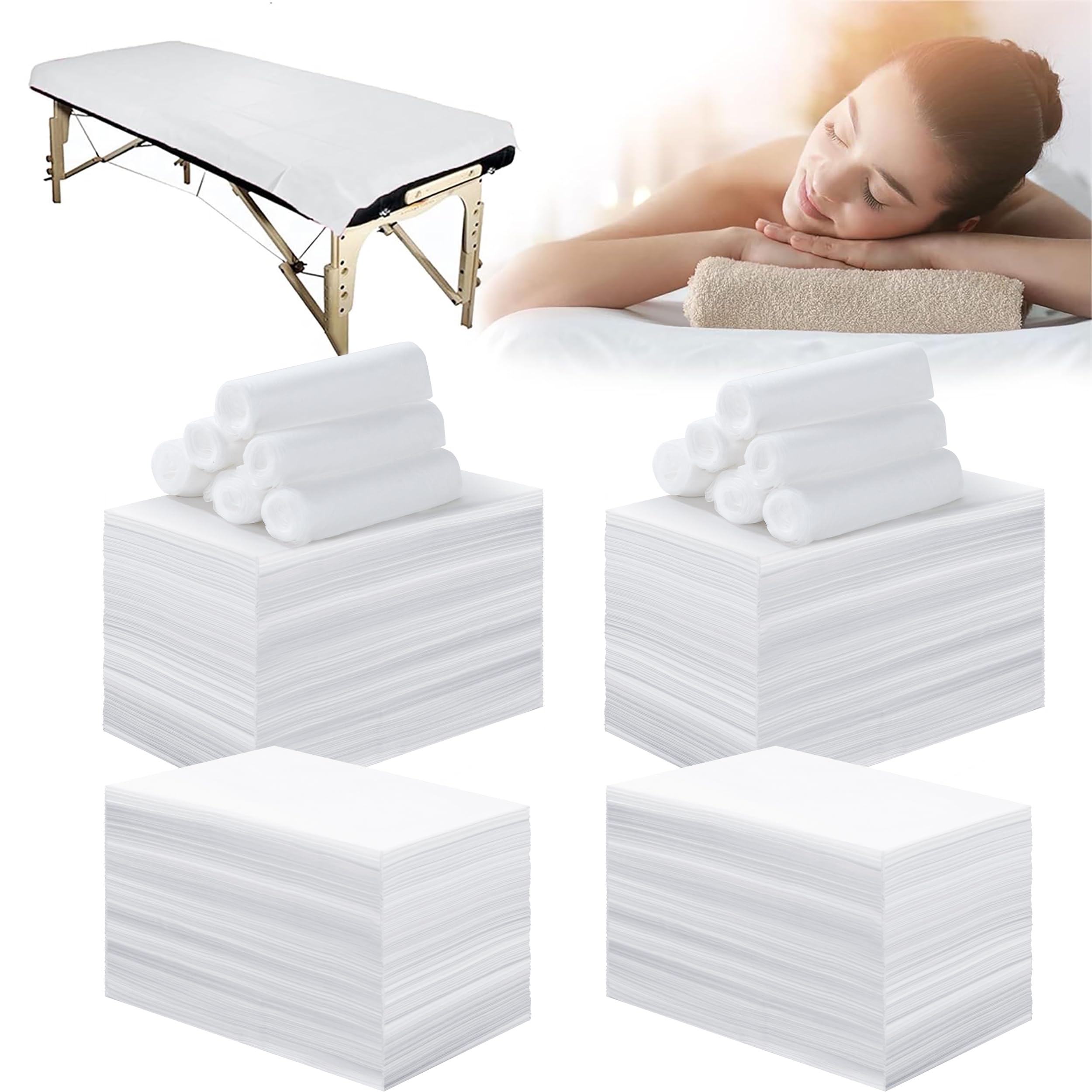 400 Pcs Disposable Bed Sheets for Massage Table 31" x 71" Massage Table Sheet Soft Non Woven Bed Cover Breathable for SPA Massage Beauty Tattoos(White