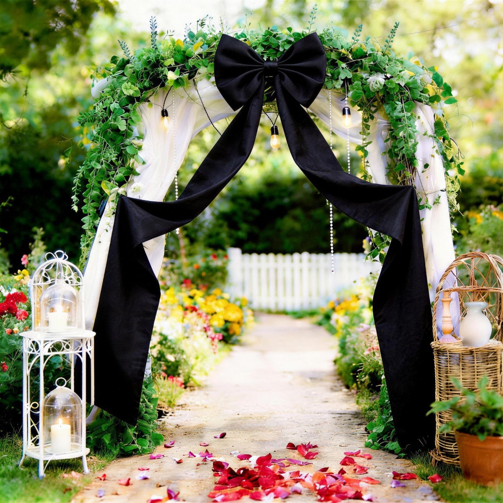 Vibzox Extra Long Satin Black Bow - bows and ribbons | Mubboo