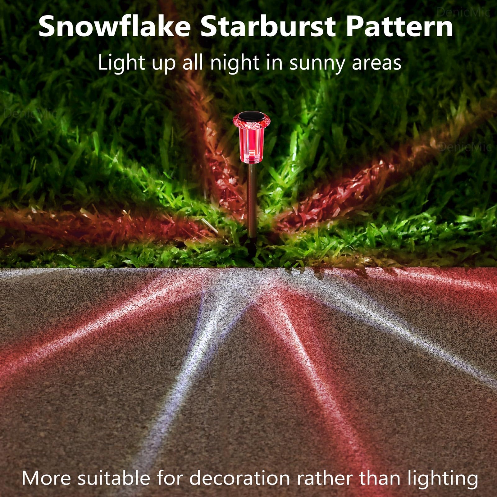 DenicMic Solar Lights Outdoor 10 Pack Waterproof Red White LED Stainless Steel Stake Outside Lights for Yard Pathway Garden Driveway Walkway Landscape Path Lighting Valentines Day Decorations view 6