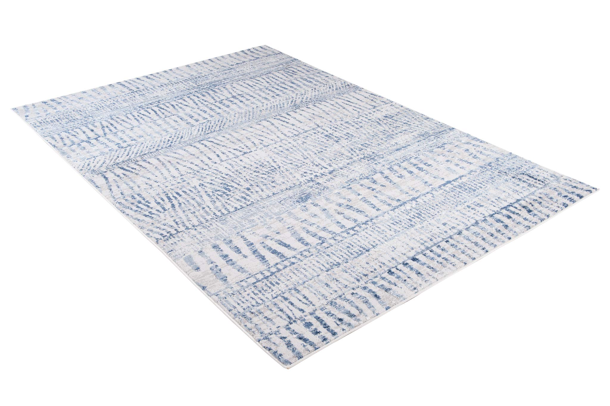 TAPISO Sky Tapis de Salon Chambre Salle à Manger Adulte Bureau Design Moderne Bleu Gris Clair Vintage Moucheté Motif Ethnique Poil Court Doux Moelleux 80 x 150 cm