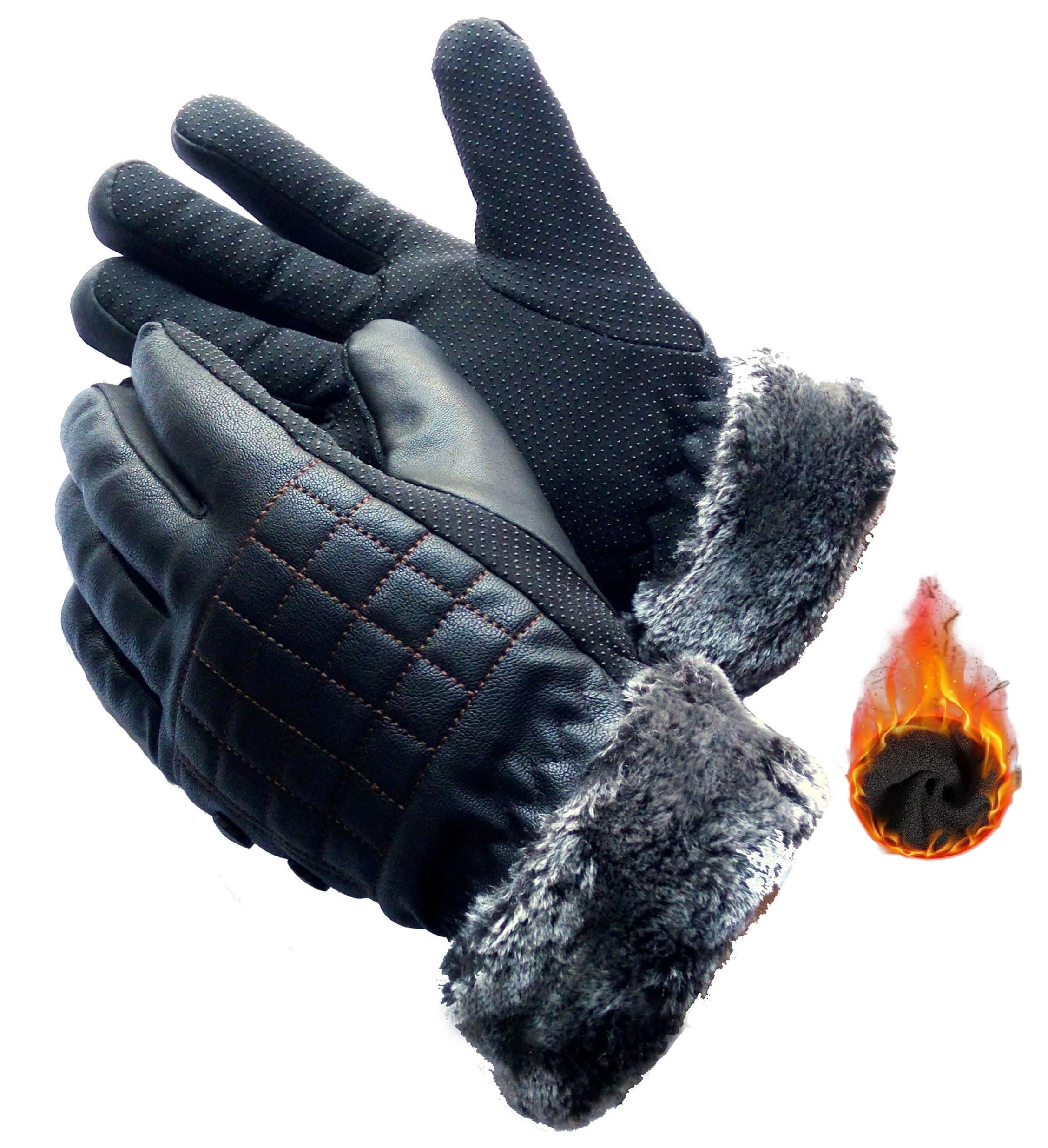 Alexvyan 1 Pair Black -20℉ Snow and Windproof Thermal Soft Leather