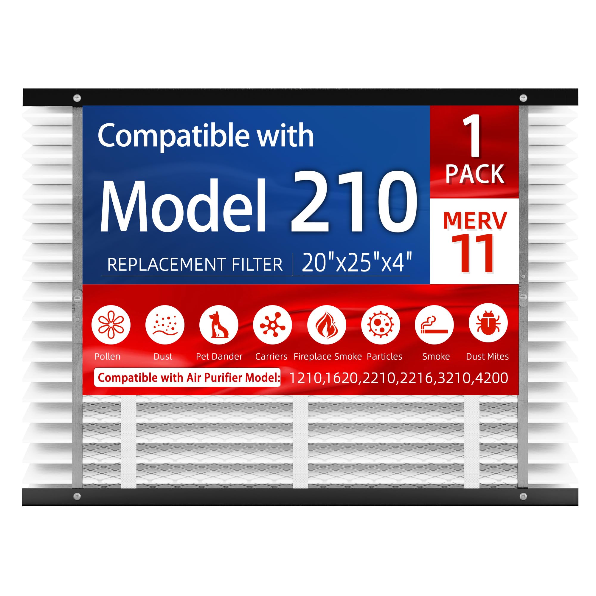Photo 1 of 1 Pack, 210 Replacement Filter, Compatible with AprilAire 210 Whole House Air Purifiers Models,1210,1620,2210,2216,3210,4200,MERV 11 HVAC Furnace Filter Replacement,20x25x4inch Air Filter