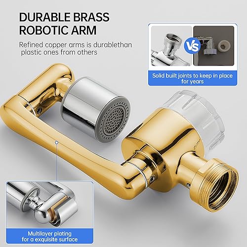 Miniatura 5 de YYKBZ Filtro de agua para extensor de grifo de fregadero, aireador giratorio de 1080, filtro de agua de fregadero de pulverización de 2 modos,