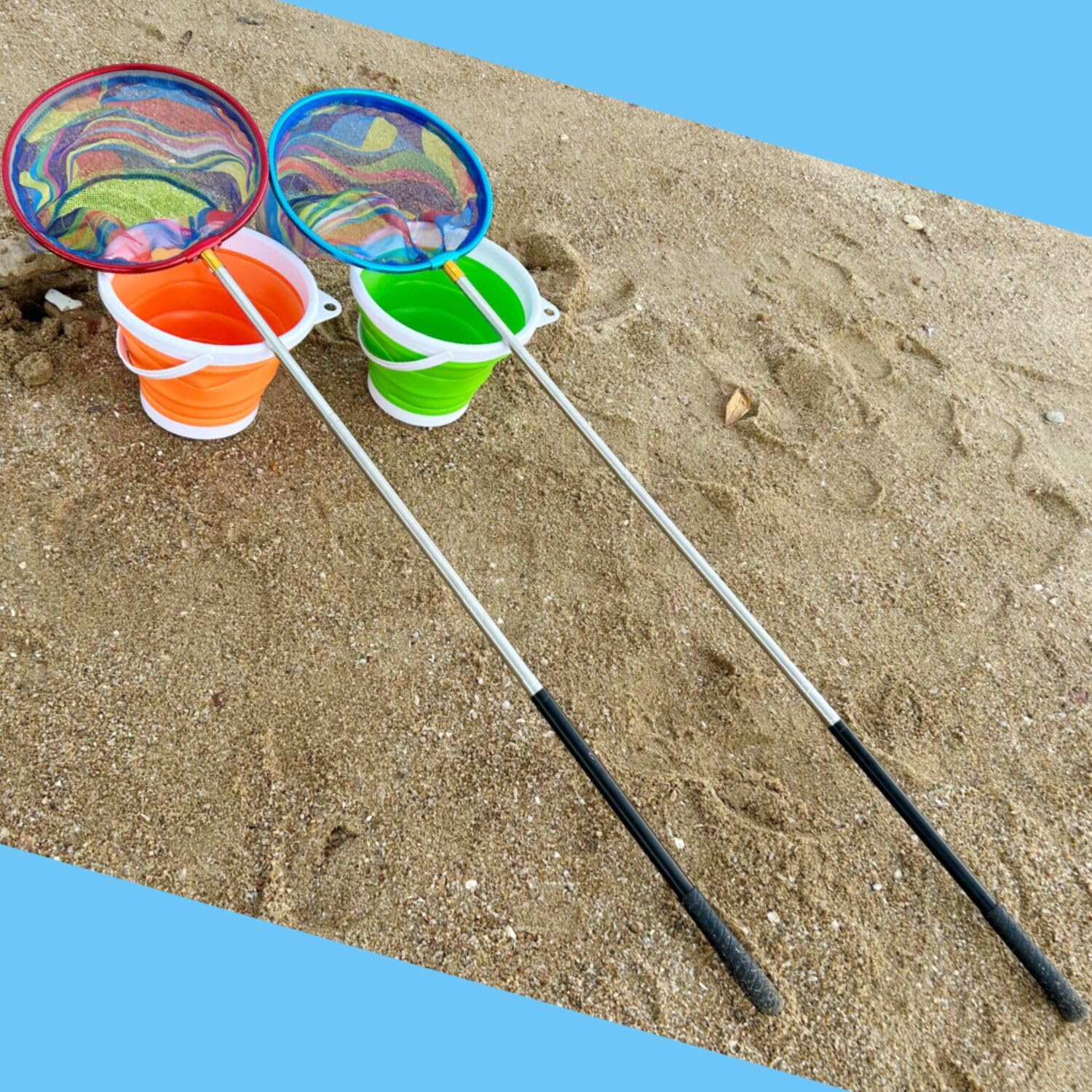 Redes de pesca con cubo, red de aterrizaje retráctil, poste de aluminio ligero con mango antideslizante para atrapar y liberar ranas, mariposas, jóvenes, al aire libre