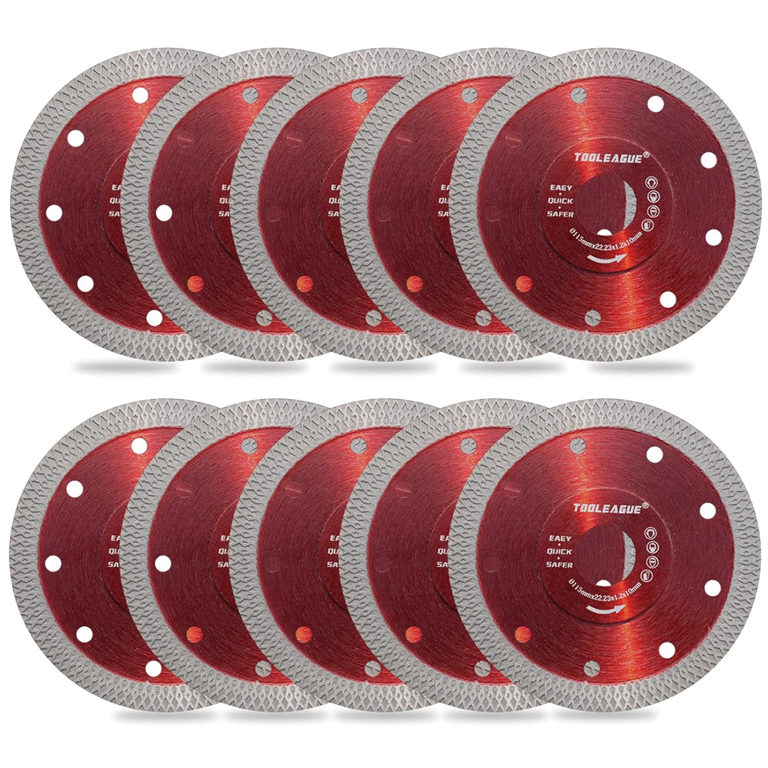 TOOLEAGUE Diamond Saw Blade, 4-1/2 inch Super Thin Tile Blade, Diamond Cutting Wheel for Cutting Porcelain Tile Granite Marbles, 10 Pcs