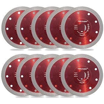 TOOLEAGUE 4-1/2 Inch Diamond Saw Blade, Super Thin Tile Cutting Disc, 10Pcs | Diamond Cutting Wheel for Cutting Porcelain Tile Granite Marbles, Both Dry and Wet Cutting are Acceptable