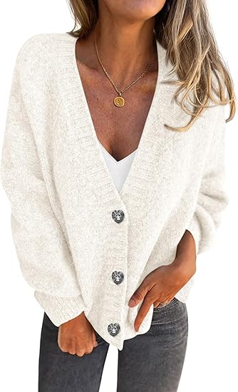 PRETTYGARDEN Cardigan Sweaters for Women Trendy Fall 2025 Long Sleeve Button Down Oversized Chunky Knit Sweater Outerwear
