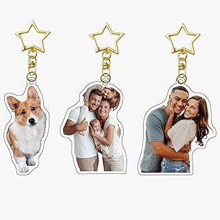 Custom Logo Acrylic Keychain Cartoon Pendant Photo Flash Transparent Cha...