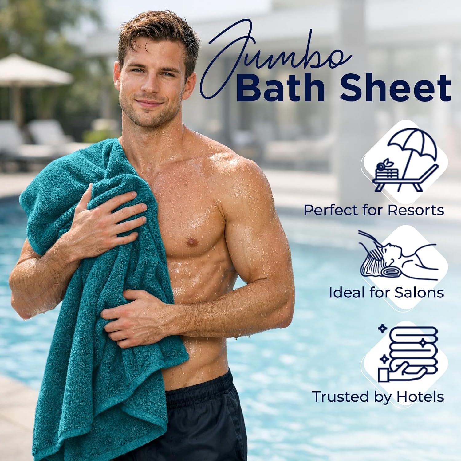 DAN RIVER Pack of 1 Jumbo Bath Sheet 40x80 Inches, Premium Oversized Towels for Adults, Super Soft and Quick Dry - Teal - Image 3