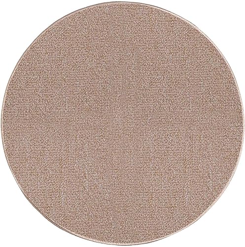 Ambiant Broadway Collection - Alfombras para interiores y exteriores, aptas para mascotas, color beige, 2 pies redondos, (A-NEYLAND2-BEIGE-2 redonda) disponible en Yaxa Colombia