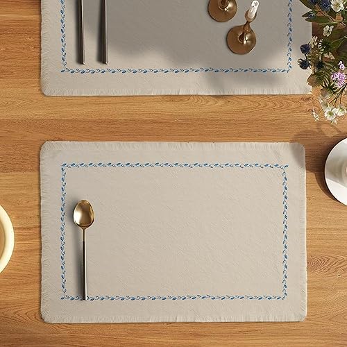 Miniatura 4 de Juego de 4 manteles individuales hechos a mano, bordados 100% algodón, con borlas, resistentes al calor y lavables, decoración de mesa de cocina, 13