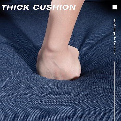 Miniatura 7 de Gardenbee Juego de 2 otomanas para patio, con marco de acero de mimbre de polietileno, con cojines de olefina extraíbles para patio, patio trasero y