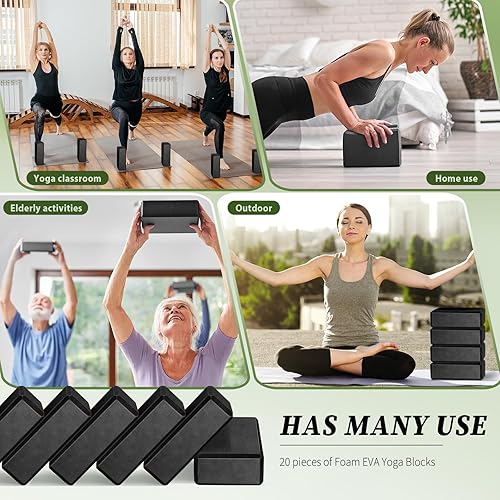 Miniatura 5 de Yilloog 20 bloques de yoga de espuma EVA  Bloques de espuma antideslizante de alta densidad  Ladrillos de yoga negros ligeros  Accesorios para