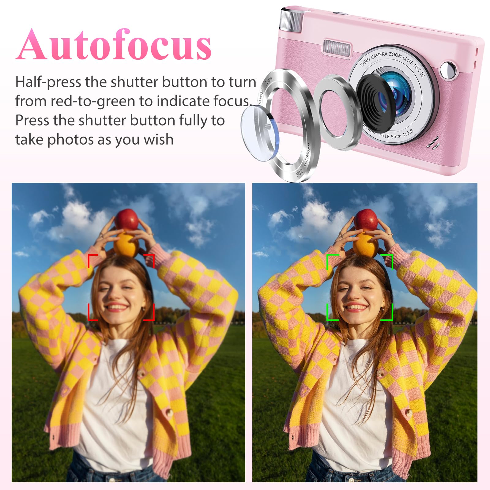Cámara Digital Compacta Para Niños | 48MP 1080P 16x Zoom | Enfoque Automático Y Estabilización | Incluye 32GB Y Baterías