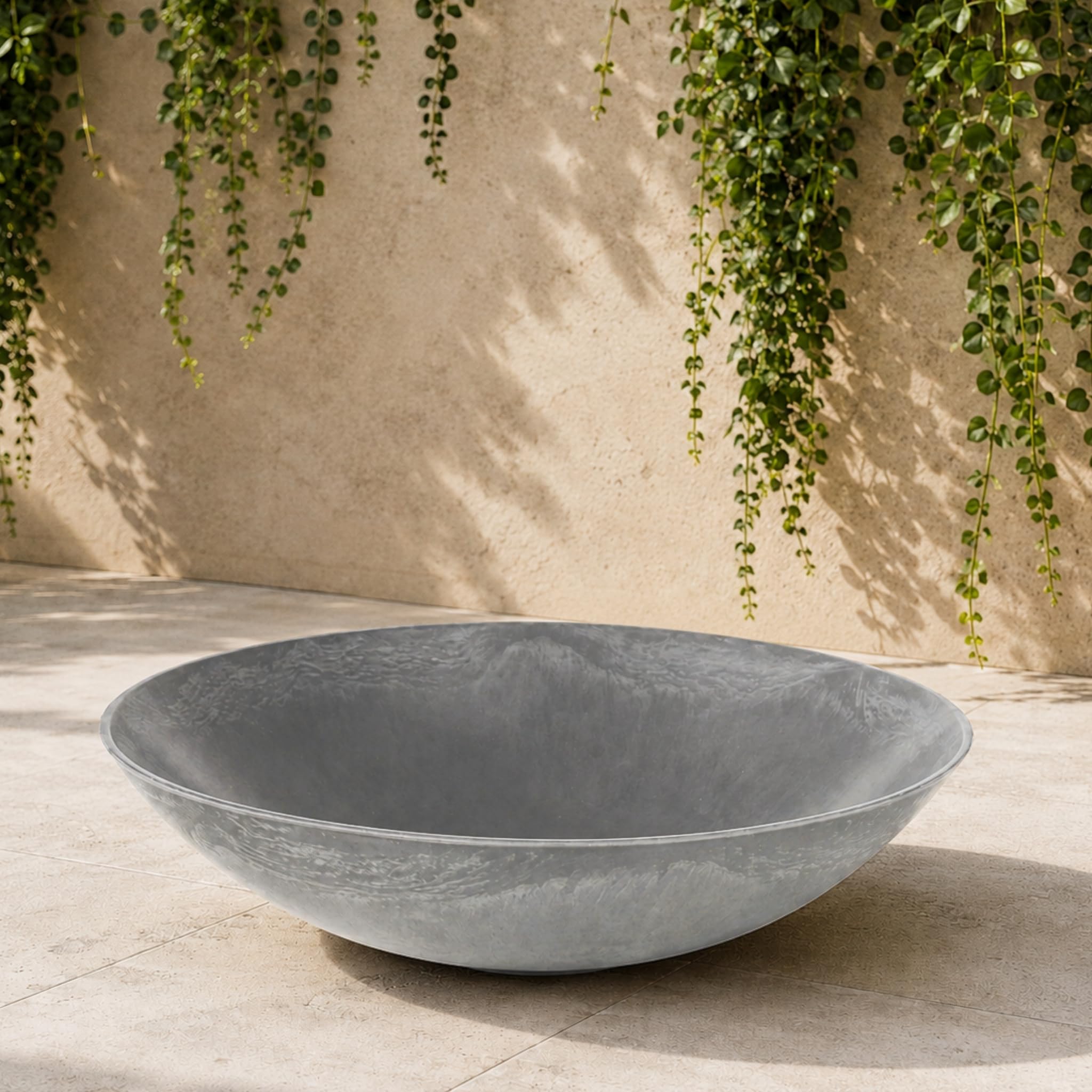 matches21 HOME & HOBBY Large Outdoor Plant Pot in 45 cm - light grey marbled as weatherproof flower pot - Decorative bowl
