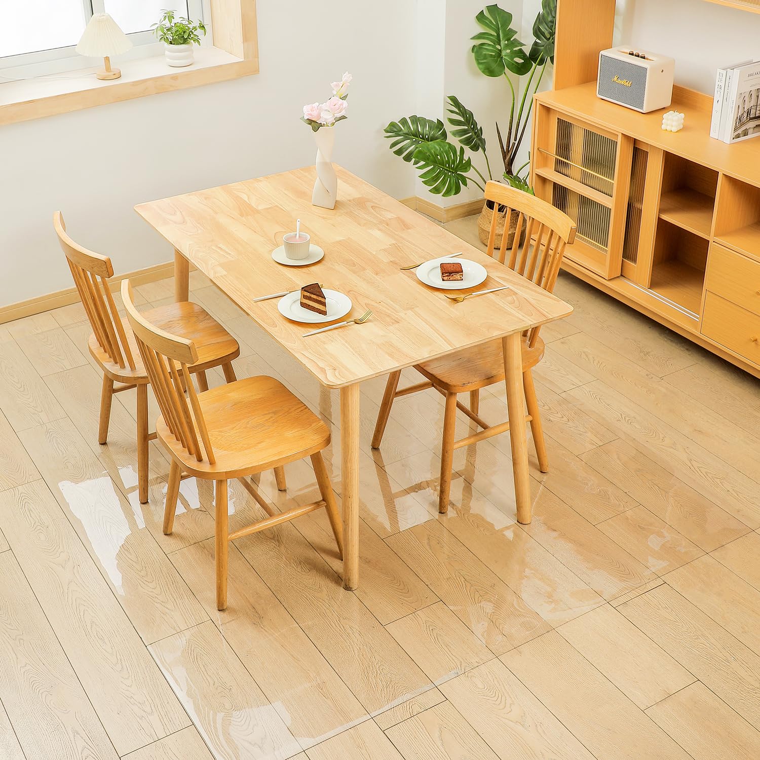 AHAZIAH PVC 透明 厚さ1.5mm 180*180cm 床保護マット 透明フロアマット チェアマット ダイニングマット 大型デスク足元マット 保護 チェア 床傷防止 カスタマイズ可能なサイズ