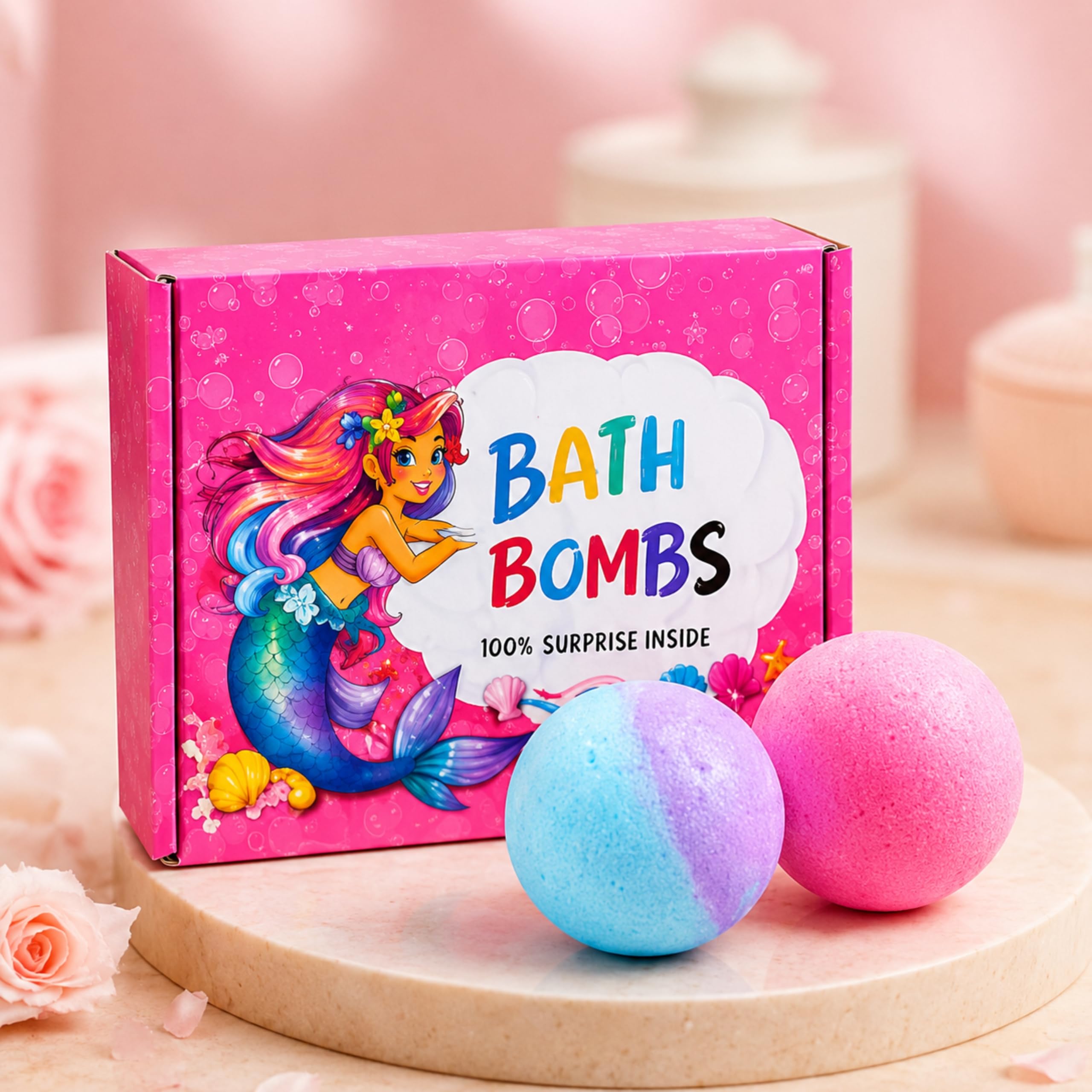 Mermaid Bath Bombs for Kids | Bath Bombs With Surprise Toy Inside, Pack of 2, Natural Ingredients, Skin Friendly, Non-Toxic, Colorful Fizz Bath Bomb | Gift Set for Boys & Girls-picture-52