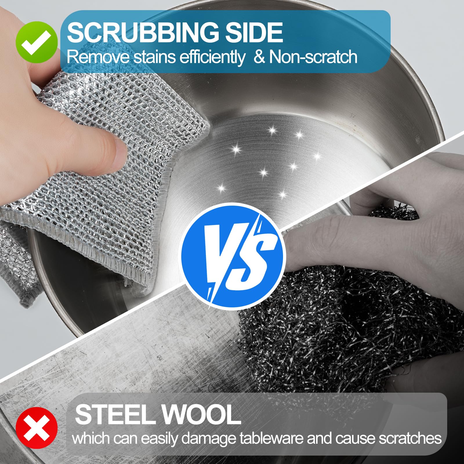 Aazon.co: Non-Scratch Steel Wool Dishcloth - 10pcs Set, ulti-Use