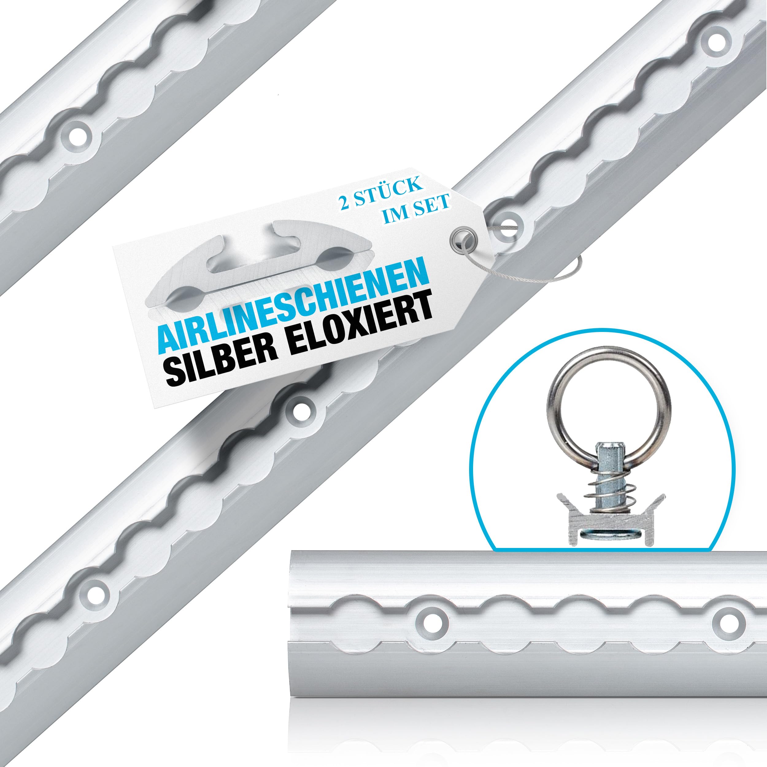 Lot De 10 Ferrures D'arrimage Simples Pour Rails D'arrimage 1000 Kg/daN