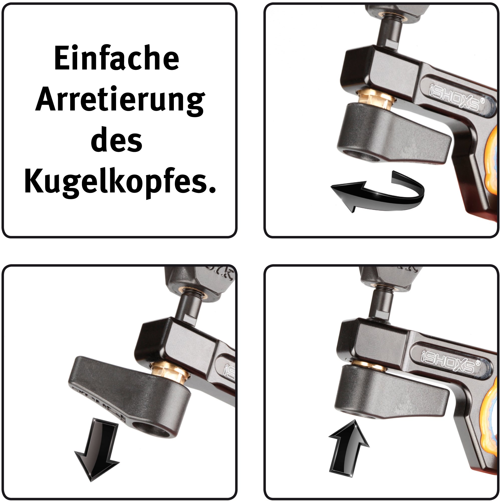 iSHOXS BullBar 3D 23 | Rohrhalterung aus Aluminium für Action Cams | 3D-verstellbar & ultrastabil | Für E-Bike, MTB & Outdoor | Passend für 19–23 mm Rohre | Kompatibel mit GoPro, DJI