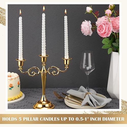 Miniatura 1 de 3 portavelas de metal para candelabros de 10.24 pulgadas de alto, portavelas gótico para el hogar, boda, iglesia, fiesta de Halloween (dorado, 3