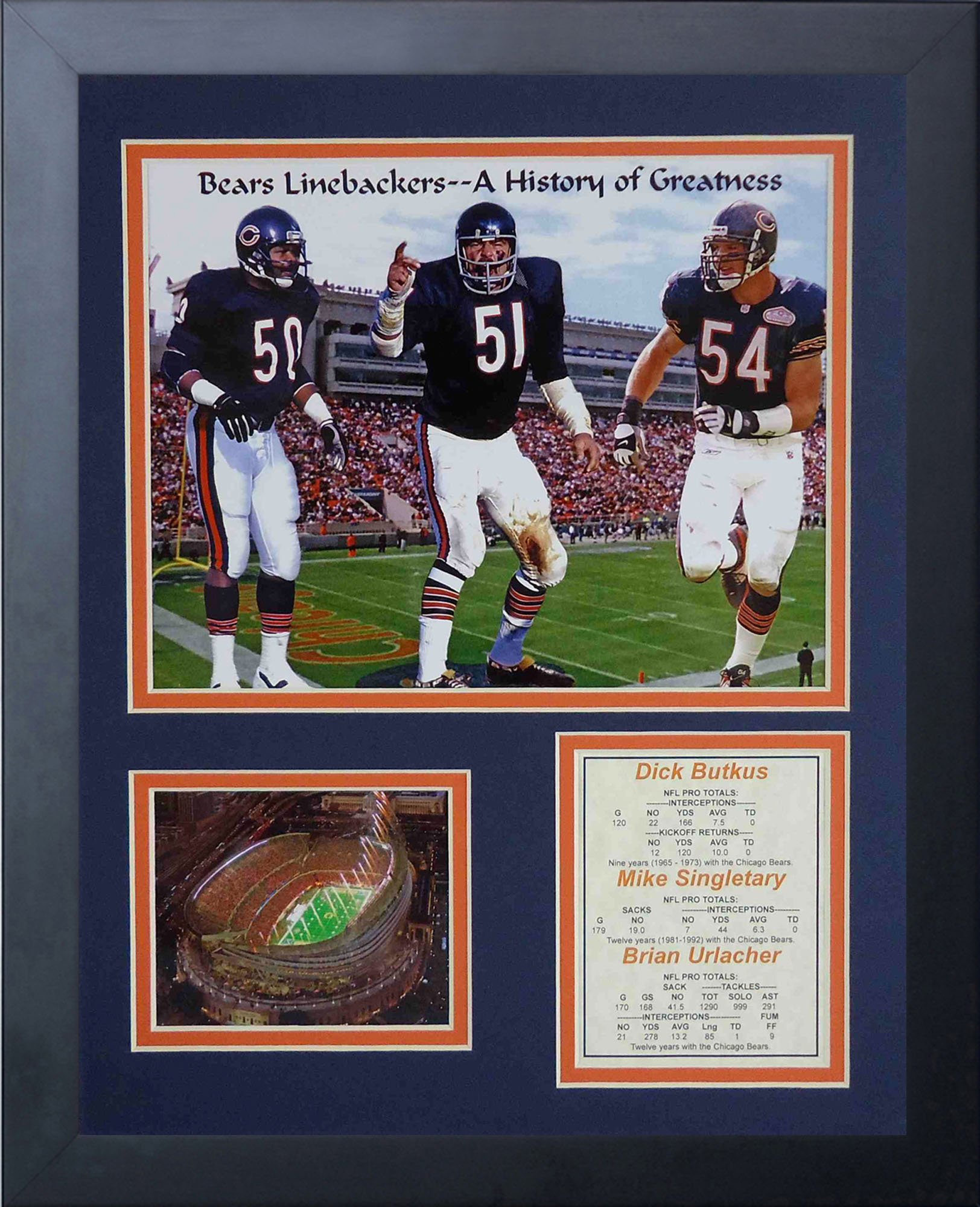 Legends Never Die Chicago Bears Monsters of the Midway Framed Photo Collage, 11x14-Inch