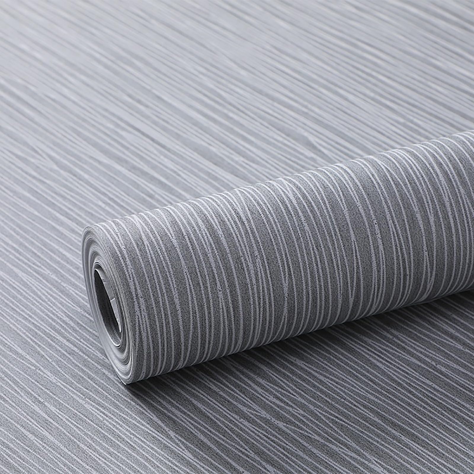 Pamatio Grey Plain Textured Wallpaper for Bedroom Living Room, Elegant Mix Striped Feature Wall Paper Non-Woven, for TV Background Hallway Modern Wall Decor, 53cmx950cm — image 1