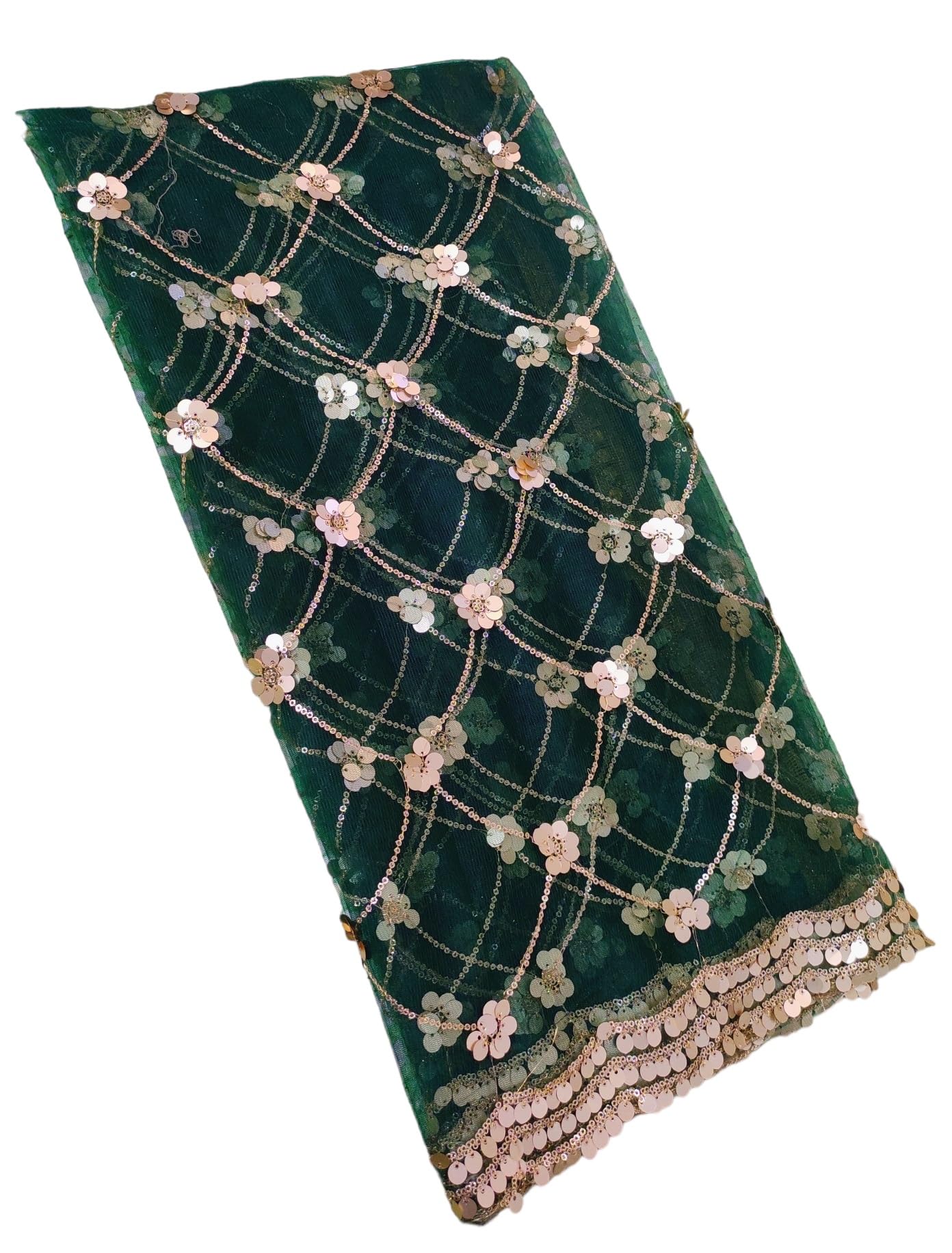 M P STOREWomen's Fancy Festival Dupatta For Women with gold sequin embroidery border Dupatta (6Green)