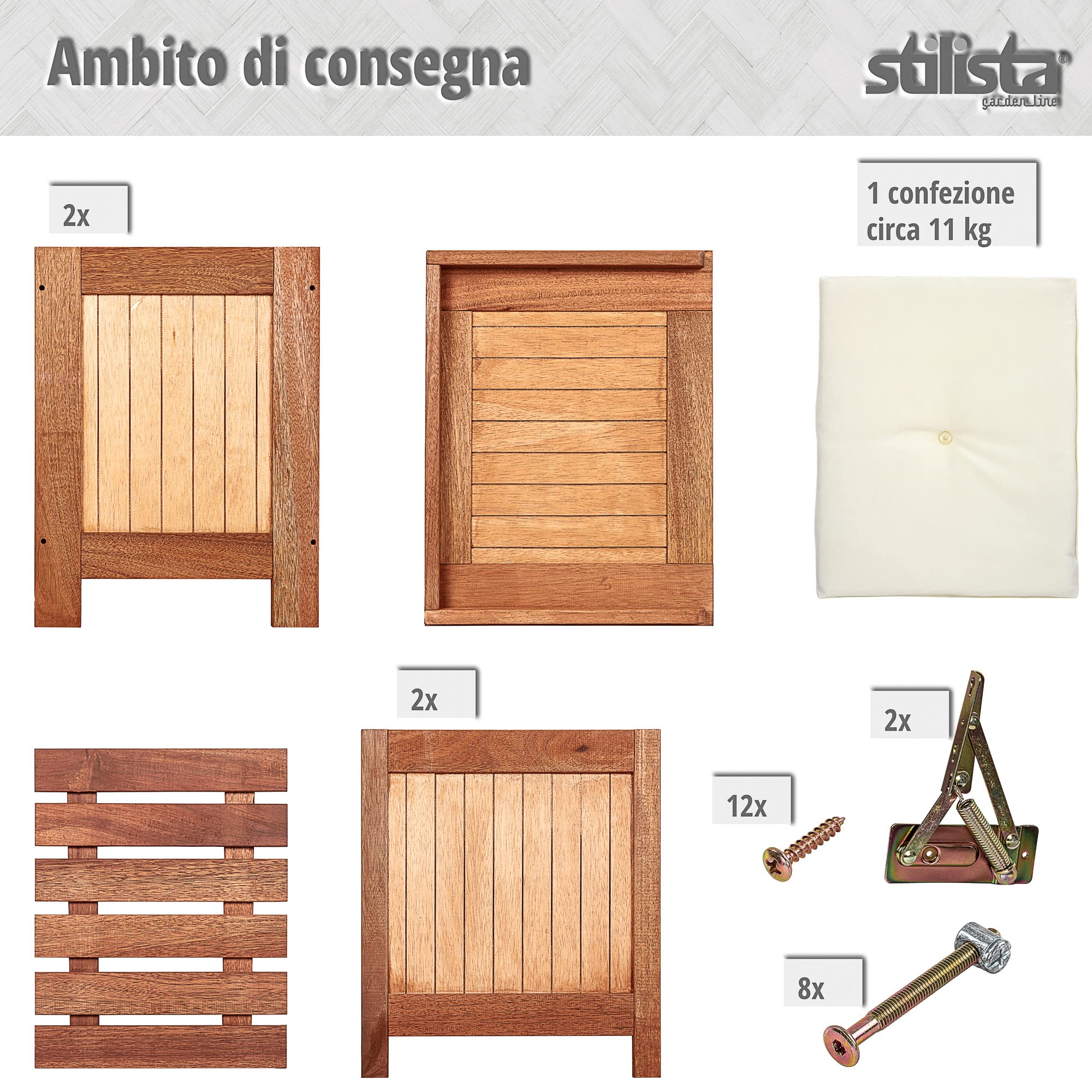 STILISTA Cassapanca da Esterno - in Legno Duro Oliato, 61 x 55 x 43 cm, Resistente, con Seduta, Quadrata - Contenitore, Portaoggetti, Baule, Cassa, Panchina, Box da Esterno, Giardino